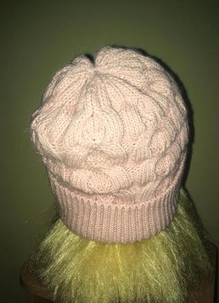 Зимняя шапка . цвет пудра3 фото