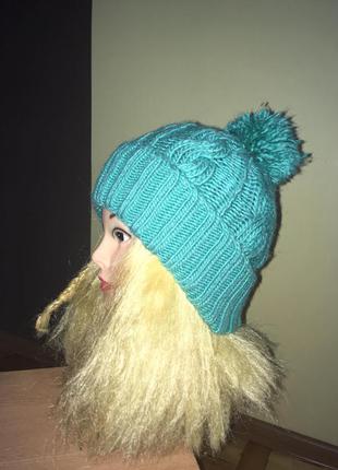 Зимова шапка на флісі. колір м'ята1 фото
