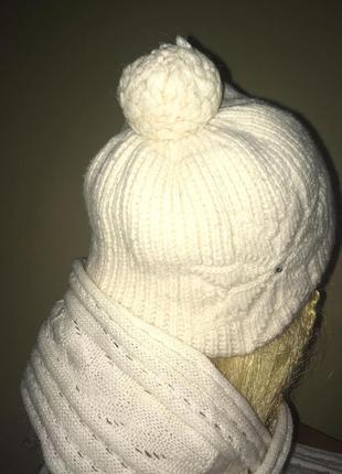 Зимова шапка на флісі (шарфик в подарунок))3 фото