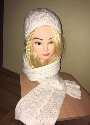 Зимова шапка на флісі (шарфик в подарунок))2 фото