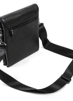 Шкіряна чоловіча сумка-планшетка через плече bretton чорного кольору, сумка на кожен день ділова2 фото