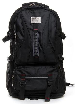 Городской, туристический рюкзак с уплотненной спинкой r-mountain черного цвета, большой рюкзак с расширением6 фото