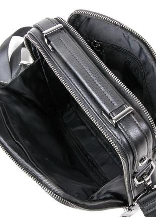 Мужская наплечная сумка-планшет из натуральной кожи bretton черного цвета сумка-барсетка мужчине4 фото