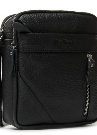 Мужская кожаная сумка-барсетка через плечо dr. bond черного цвета из натуральной кожи, сумка мужчине