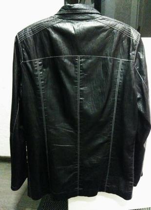 Черный кожаный мужской пиджак, кожаная куртка fabiani, размер l2 фото