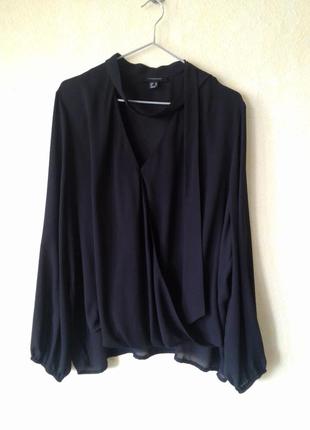 Черная шифоновая блуза с драпировкой atmosphere 20 uk1 фото