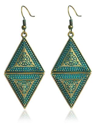 Стильные серьги с патиной в бохо этно стиле