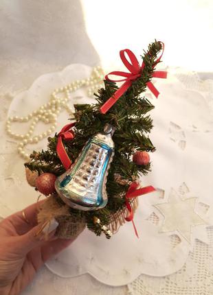 Дзвіночок 🎄🔔🎠 ялинкова іграшка срср скло емаль радянська вінтаж новорічна підвіска1 фото