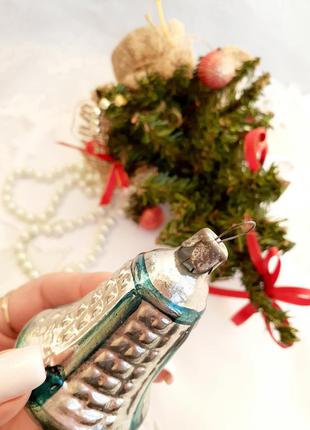 Дзвіночок 🎄🔔🎠 ялинкова іграшка срср скло емаль радянська вінтаж новорічна підвіска5 фото