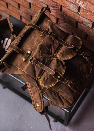Рюкзак роллтоп вощеный канвас; натуральная кожа5 фото