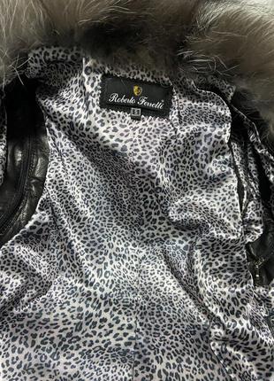 Кожаная натуральная куртка- жилетка с чернобуркой4 фото