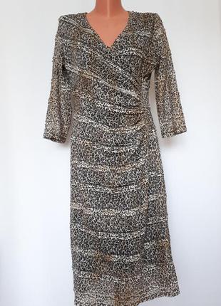 Итальянское платье миди в звериный принт james lakeland(размер 12-14)8 фото