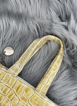 Сумка сумочка квадратная маленькая на кнопках крокодил кожаная светлая винтажная винтаж genuine leather3 фото