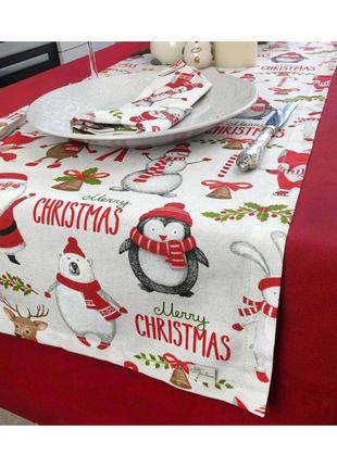Новогодняя дорожка на стол, раннер новогодний, скатерть новогодняя