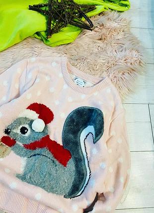 Новогодний свитер primark с белочкой 2
