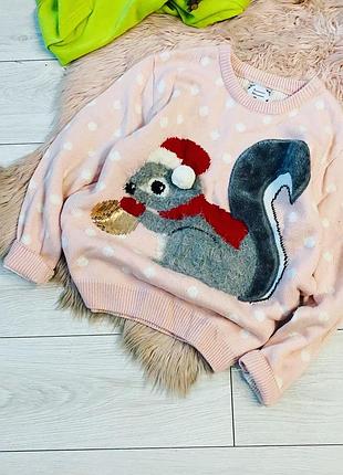 Новогодний свитер primark с белочкой 3