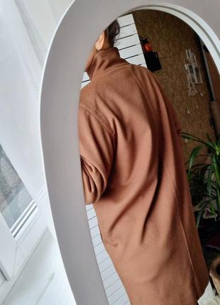 Jaeger шерстяное винтажное пальто цвета кэмэл с резными пуговицами9 фото
