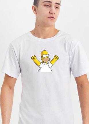 Футболка  белая симпсон  , хлопок  белая женская gomer simpsons