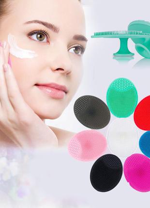 Силиконовая щетка массажер для умывания и очищения кожи лица wg234rd. силіконова щітка...
