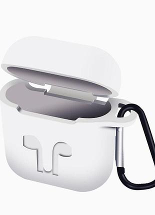 Захисний силіконовий чохол з карабіном для airpods 1/2 та tws білий