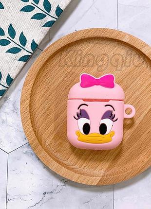 Захисний силіконовий чохол з карабіном для airpods 1/2 та tws "pink duck"