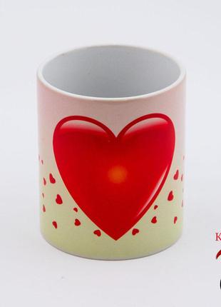 Чашка хамелеон красные сердечки 330мл3 фото