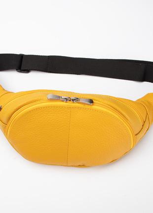 Кожаная сумка на пояс g-savor цвет желтый2 фото