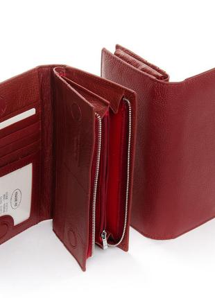Женский кошелек кожаный бордовый большой на молнии dr. bond стильное портмоне на магнитах для визиток3 фото