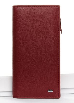 Женский кошелек кожаный бордовый большой на молнии dr. bond стильное портмоне на магнитах для визиток