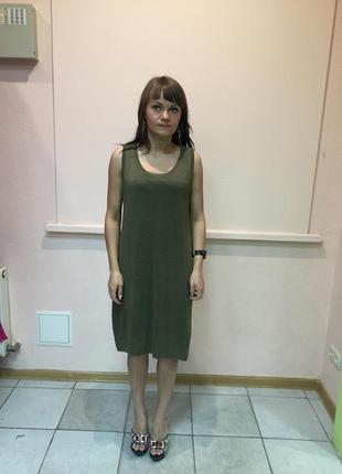 Платье-туника женское  без рукава болотный цвет massimo dutti1 фото