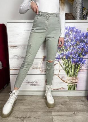 Фісташкові укорочені джинси скіні 1+1=310 фото