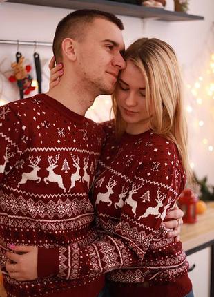 Свитер с оленями мужской или женский, шерстяна кофта❄