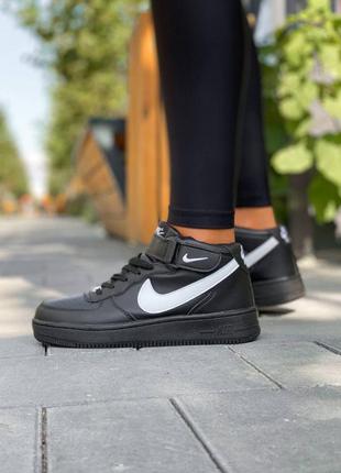 Женские кроссовки nike air force зима мех скидка sale | жіночі кросівки чорні найк знижка