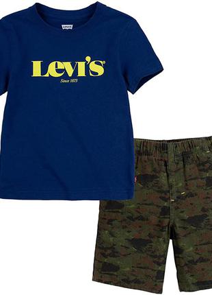 Levi's оригинал из сша летний костюм комплект  с мягкой футболкой и удобными шортами из твила 6-7 л 116-1221 фото