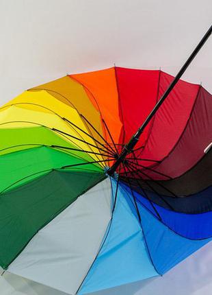 Радужный зонт трость 16 спиц большой купол . венгрия
