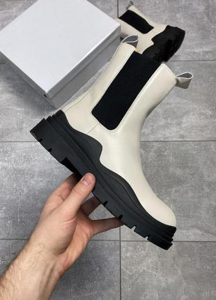 Bottega veneta boots cream черевики натуральна шкіра