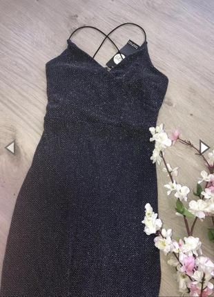 Вечернее облегающее люрексовое платье, вечернее платье миди,3 фото