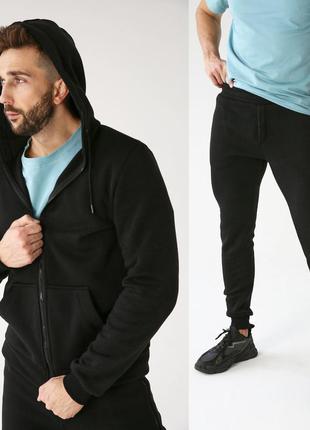 Джоггеры "slim fit" колір: чорний, хакі, графіт. матеріал: трехнить на флісі.