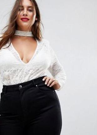 Нарядный кружевной  боди большого размера с чокером asos
