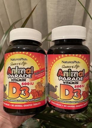 Вітамін д д3 vitamin d3 animal parade natures plus 500iu 90шт