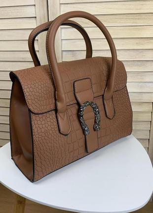 Женская сумка через плечо стильная и модная сумочка подкова под рептилию6 фото