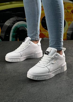 Женские кроссовки puma cali white с мехом