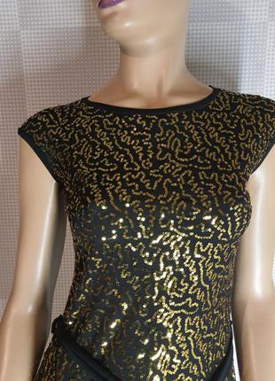 Нарядное платье туника anetta золотое в пайетки3 фото