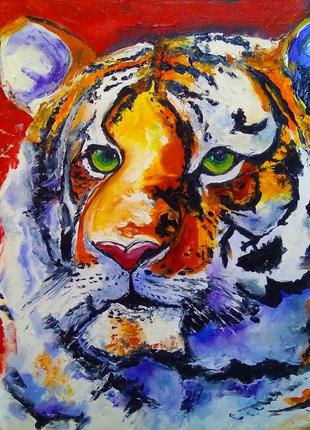 Картина «тигр» символ 2022 року живопис масло