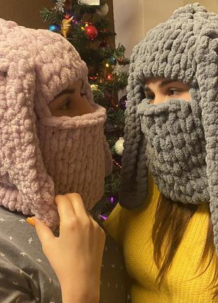 Плюшева балаклава з вушками2 фото