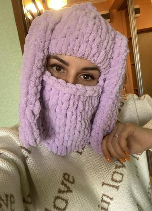 Плюшева балаклава з вушками4 фото