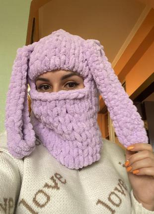 Плюшева балаклава з вушками6 фото