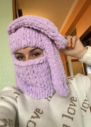 Плюшева балаклава з вушками5 фото