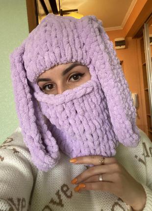 Плюшева балаклава з вушками3 фото