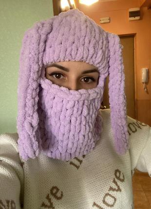 Плюшева балаклава з вушками9 фото
